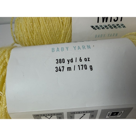 Lil Twist Baby Yarn Yellow 4 Skeins 380yds 6oz Each - Picture 5 of 8